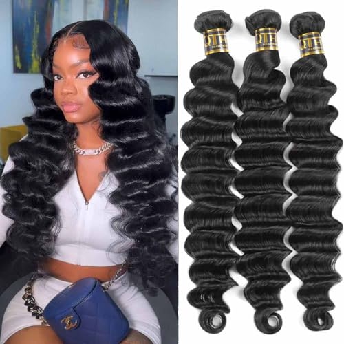 QTHAIR 14a Brazilian Loose Deep Wave Human Hair Bundles for BLack Women (8