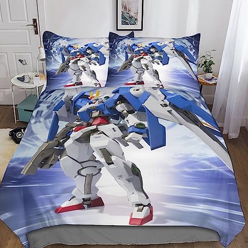 Gundam housse de couette microfibre douce parure lit imprimé mecha 3D fermeture éclair