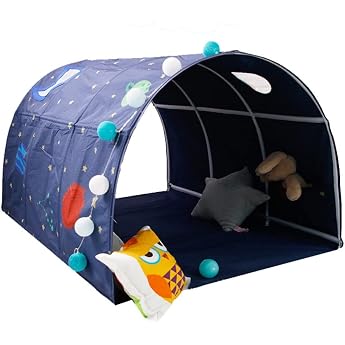 Kids Cabin Bed Tunnel Tent for 90-100cm Wide Bunk Bed Fabric Blue Single