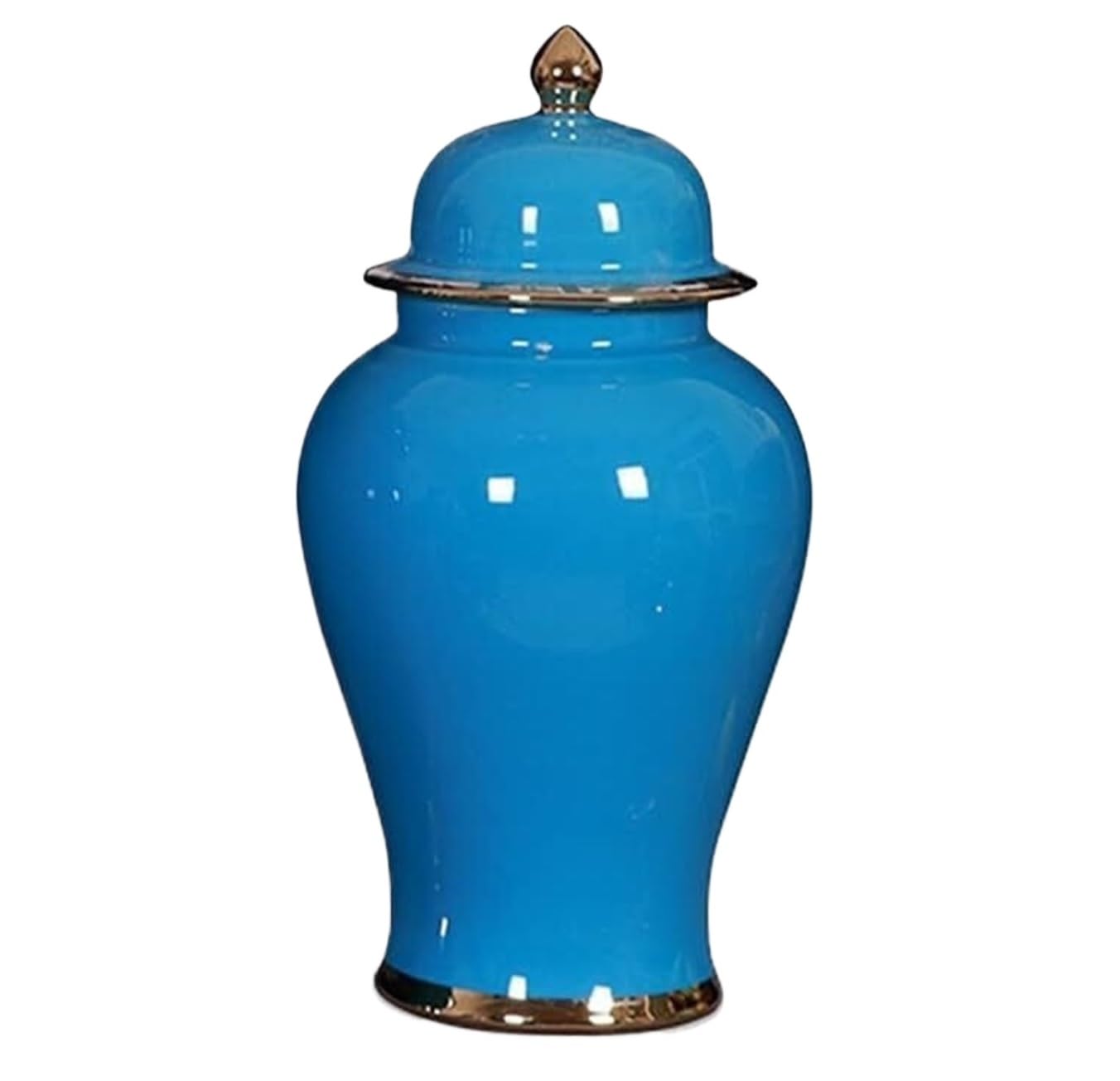 GFJHdfhE Chinese Style Decorative Jar Ceramic Vase Ginger Jar With Lid For Home Decor Temple With Gold Accent Flower Display