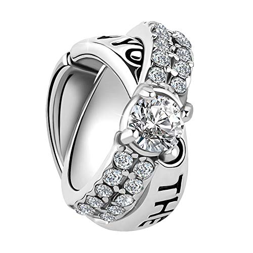 SexyMandala Corssing Rings Crystal Bead Charm I Love You to The Moon and Back Women fit Bracelet &Necklace