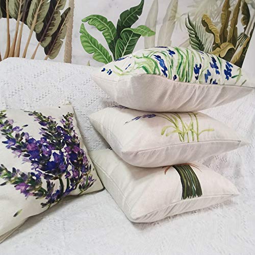 4-Pack Decorative Throw Pillow Cover 18X18, Lavender Garden Outdoor Patio Pillow Cushion Cases For Couch, Porch, Sofa, Bed (Insert Not Included) – Lavender #TOP5