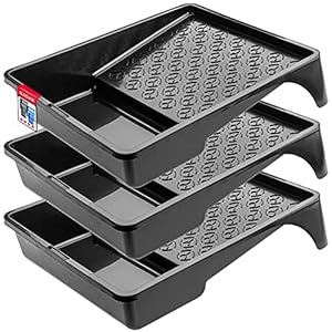 KADAX Verfbak 25,5 x 33 cm, kunststof verfroller lade voor het schilderen van muren en decoratie, schilderaccessoires voor kamerrenovatie (zwart, set van 3)