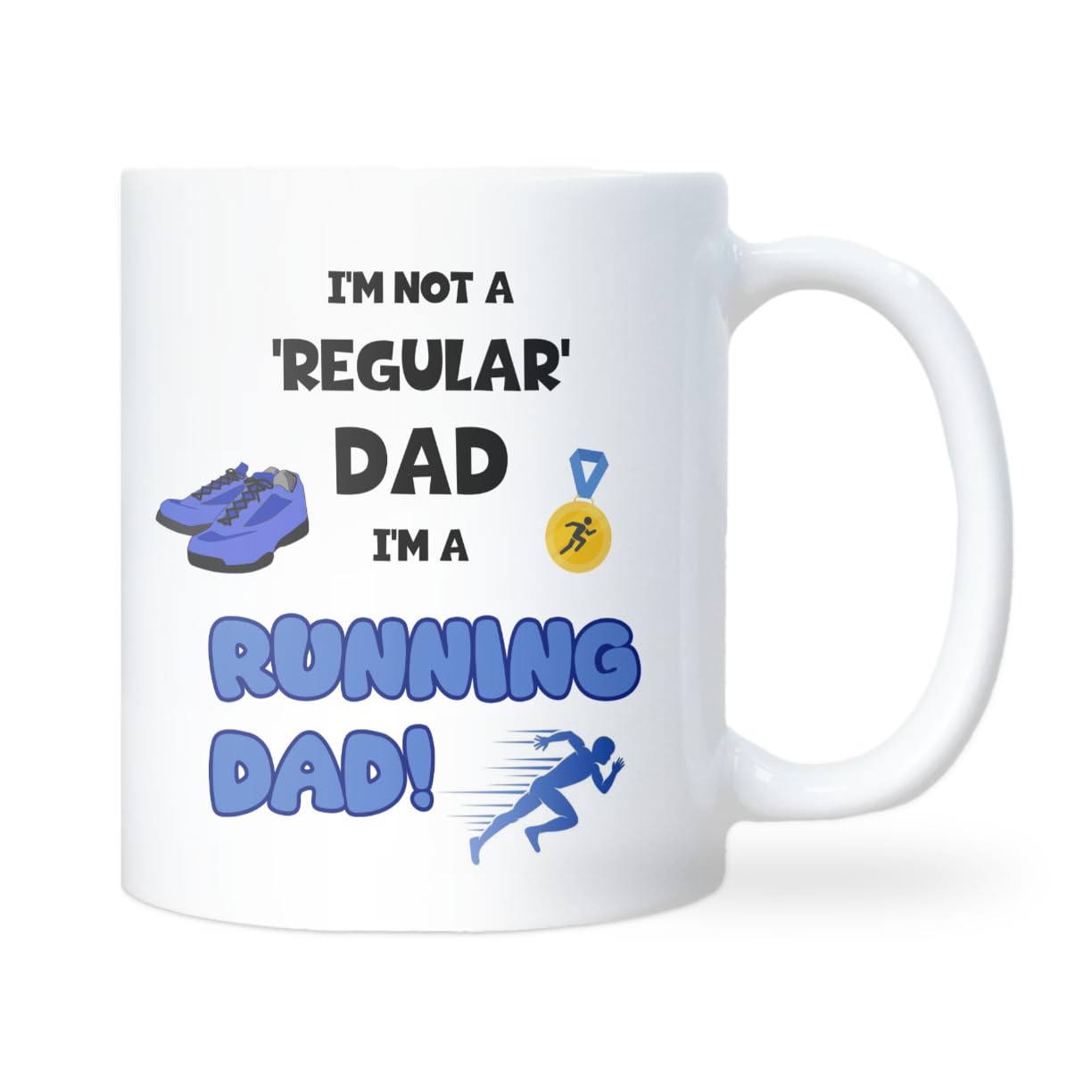 Confidently Quirky - Not a Regular Dad He's a Running White Mug, Funny Gift for Father's Day Mug, Birthday or Christmas Gift for Dads