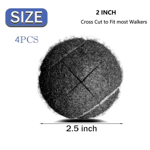 Image of Walker Tennis Balls Precut, Tennis Balls for Walkers Pre Cut, Walker Legs Universal Precut Gilde Balls for Chairs, Desks, Furniture Legs and Floor Protection -4PCS Black