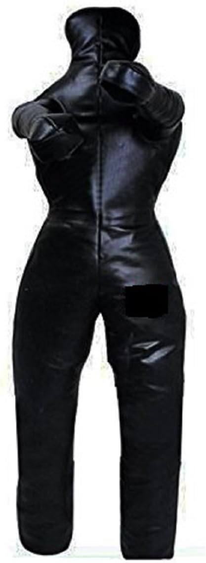 LEATHERAY MMA Jiu Jitsu Grappling Dummy Judo Punching Bag,Brazilian Jiu Jitsu Dummy,Wrestling Grappling BJJ Dummy Black Synthetic Leather-70 inches-Unfilled