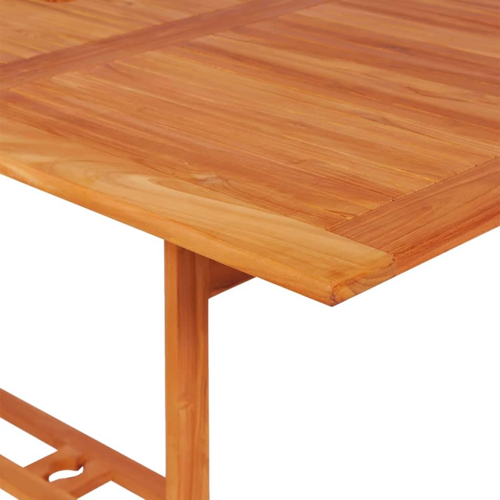 Set da pranzo da giardino in teak massiccio, grigio, con 6 sedie pieghevoli regolabili e cuscini confortevoli, foro per ombrellone, per terrazza e balcone