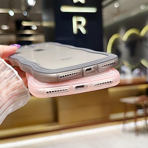 Image of Compatible with iPhone 7 Plus /8 Plus Case 5.5 inch, Cute Kawaii Curly Wave Frame Shape Soft Silicone Shockproof Protective Phone Cover for Women Girls, Clear /Pink
