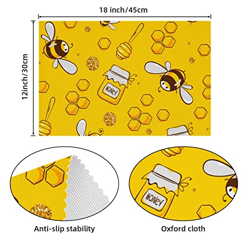 Set de table abeille jaune résistant chaleur lavable x6 - 5