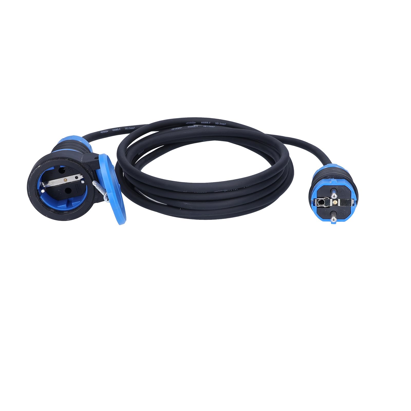 as - Schwabe DuroConn - Prolunga da 10 m, H07RN-F 3G2,5, IP54, per esterni, 230 V, 16 A, 3500 W, con indicatore di tensione e coperchio a ribalta