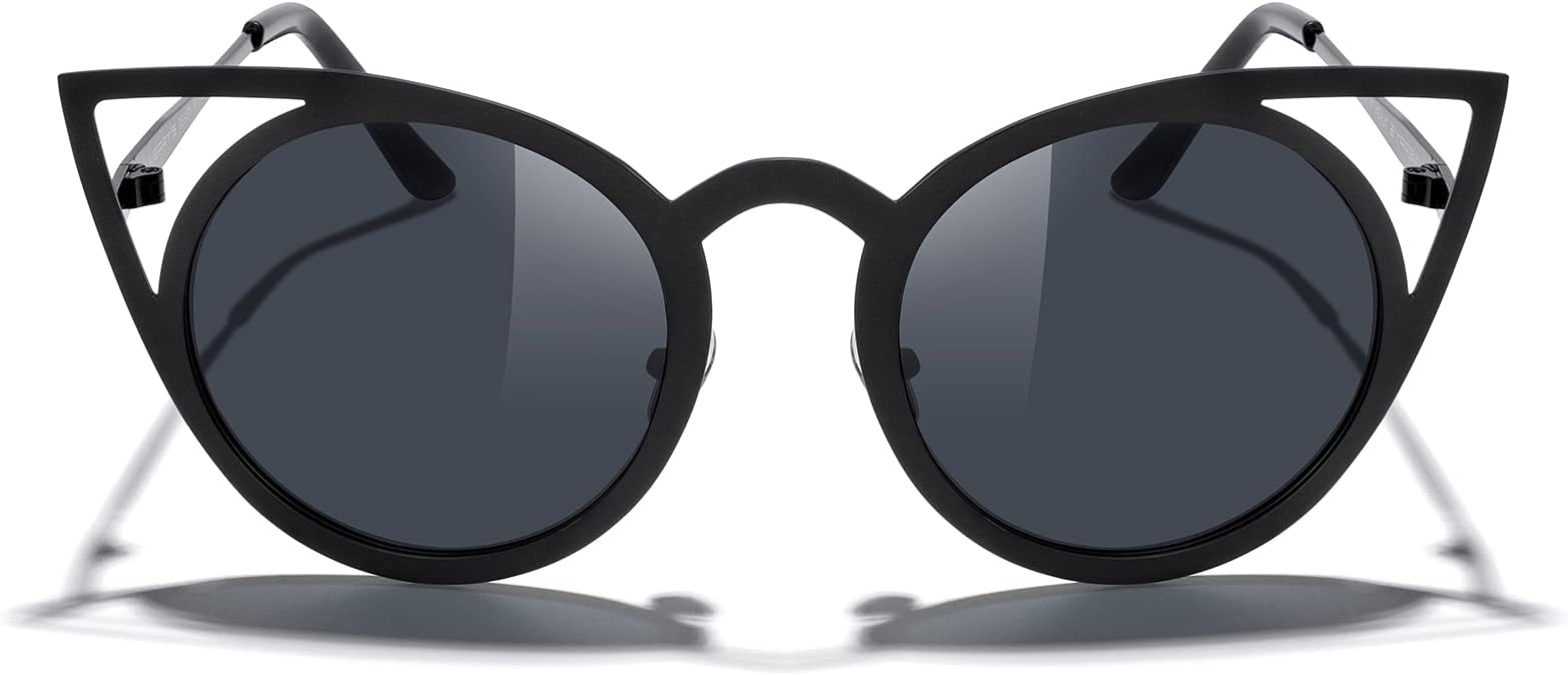 Cat Eye Sunglasses Round Metal Cut-Out Flash Mirror Lens Sun glasses S8064
