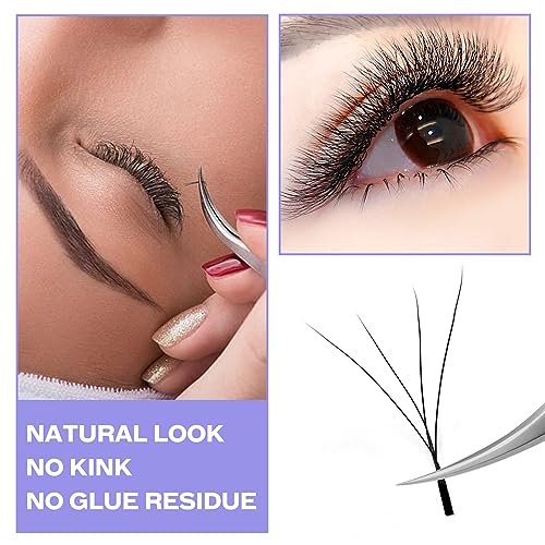 W Lash Extensions 4D Premade Fans Volume Lashes Mix8-14 0.07mm C Curl W-Shaped Lashes Refine the Roots of the Lashes and Extend 3 Tips Eyelash Extensions(4DW-0.07-C-814) - Image 4