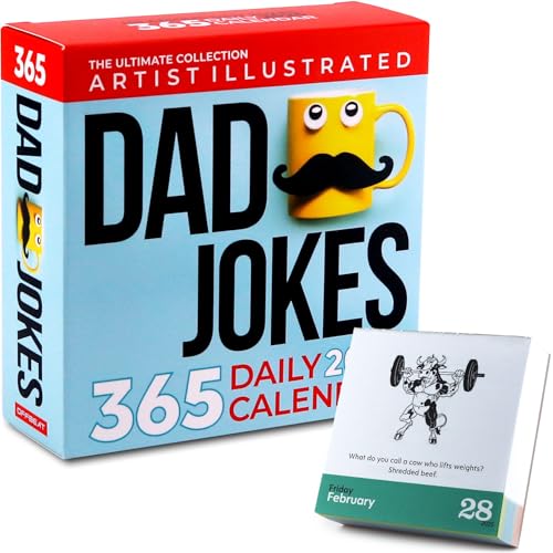 Dad Jokes Desk Calendar 2025 - 365 Daily Jokes Calendar with Artist Illustrations &...