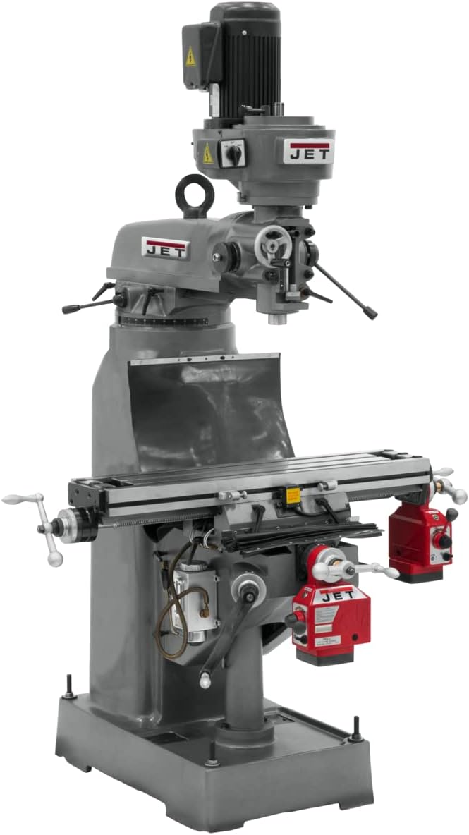 JET Step Pulley Vertical Mill, X/Y-Axis Powerfeeds, 1-1/2 HP, 230V 3Ph (JVM-836-3)