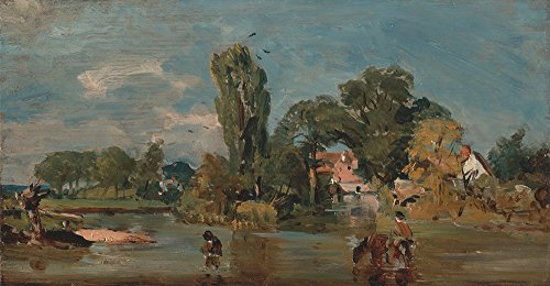 Flatford Mill Scene de John Constable grand tableau marron semi-brillant