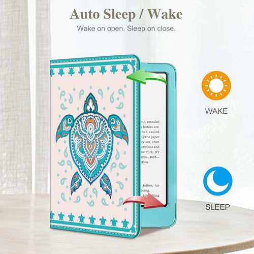 Image of Fintie Case for 7 inch /6.8 inch Kindle Paperwhite(12th /11th Generation-2024 /2021) and Kindle Colorsoft Signature Edition -Slim Foldable Stand Cover Auto Wake /Sleep for Paperwhite 2024, Green Sea Turtle