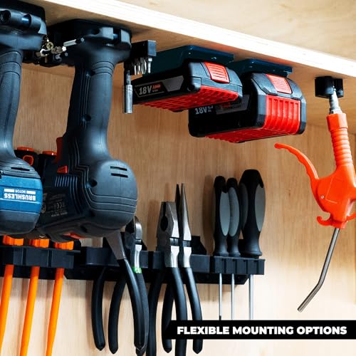 StealthMounts Supports de Batterie pour Bosch 18v | Fixations de Batterie sans Fil pour Outils Bosch 18v | Lot de 6 | Organisateurs de Batterie Bleu pour Bosch 18v | Pratique et Durable