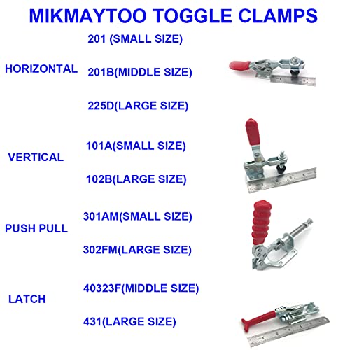 Image of Push Pull Action Toggle Clamps 6 PACK 301AM Latch Anti-slip Hand Tool 110Lbs Holding Capacity Quick Release Clamp (301AM)