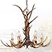 EFFORTINC Vintage Style Resin Antler Chandelier 6 Lights,Living room,Bar,Cafe, Dining room, Bedroom,Study,Villas,American Retro Deer Horn Pendant Lights