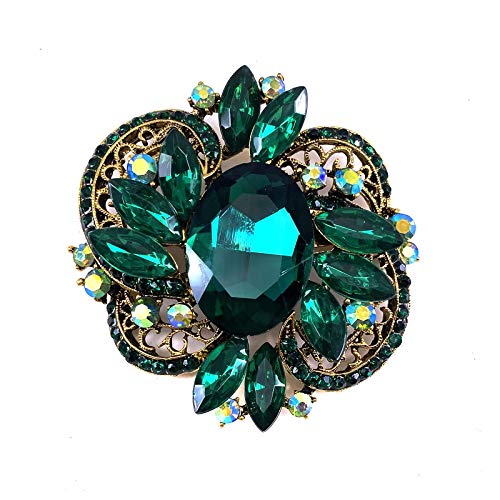 Image of LAXPICOL Women's Large Sparkly Crystal Flower Brooch Pin Fashion Statement Broach Pin