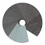 Profi Schleifpapier Set: 120, 180, 240, 320, 400, 600, 800, 1000, 1200, 1500, 2000, 2500, 3000 (je 4 Stück), es sind sämtliche körnungen vorhanden die man braucht. Das Sandpapier Set hat eine sehr lange Lebensdauer.