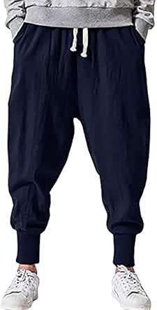 OYOANGLE Men's Hippie Harem Pants - Drop Crotch, Drawstring Waist, Baggy Jogger Sweatpants For Streetwear