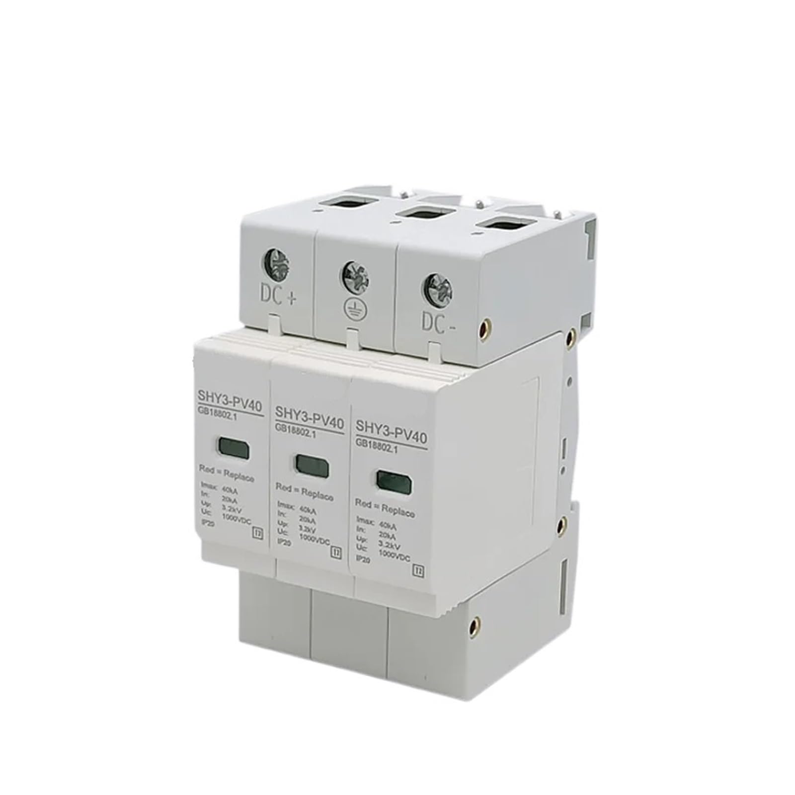 scaricatore 1PCS Protezione contro le sovratensioni solari DC SPD 3P 500V 600V 800V 1000V Dispositivo di protezione contro i fulmini scaricatore di corrente esterna 10-20/20-40/30-60KA ( Size : DC 500