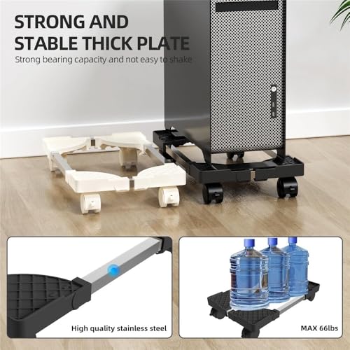 Soporte de CPU ajustable con ruedas para torre PC, móvil, para debajo del escritorio, blanco miniatura 4