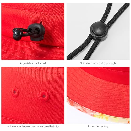 Image of UPF 50+ Foldable Sun Hat Patterned Under Brim Bucket Hats for Summer Hiking Fishing Beach Safari Men Women