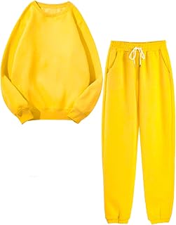 Snoly Womens Winter Warm 2 Piece Thin Fleece Sweatsuits Tracksuit Sweatshirt & Sweatpants With Candy Colors