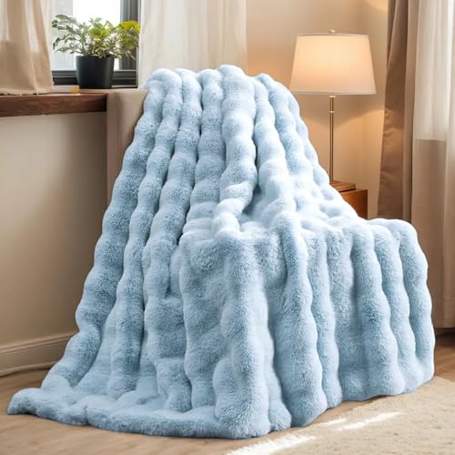 H&D Faux Fur Throw Blanket for Couch,Fluffy Cozy...