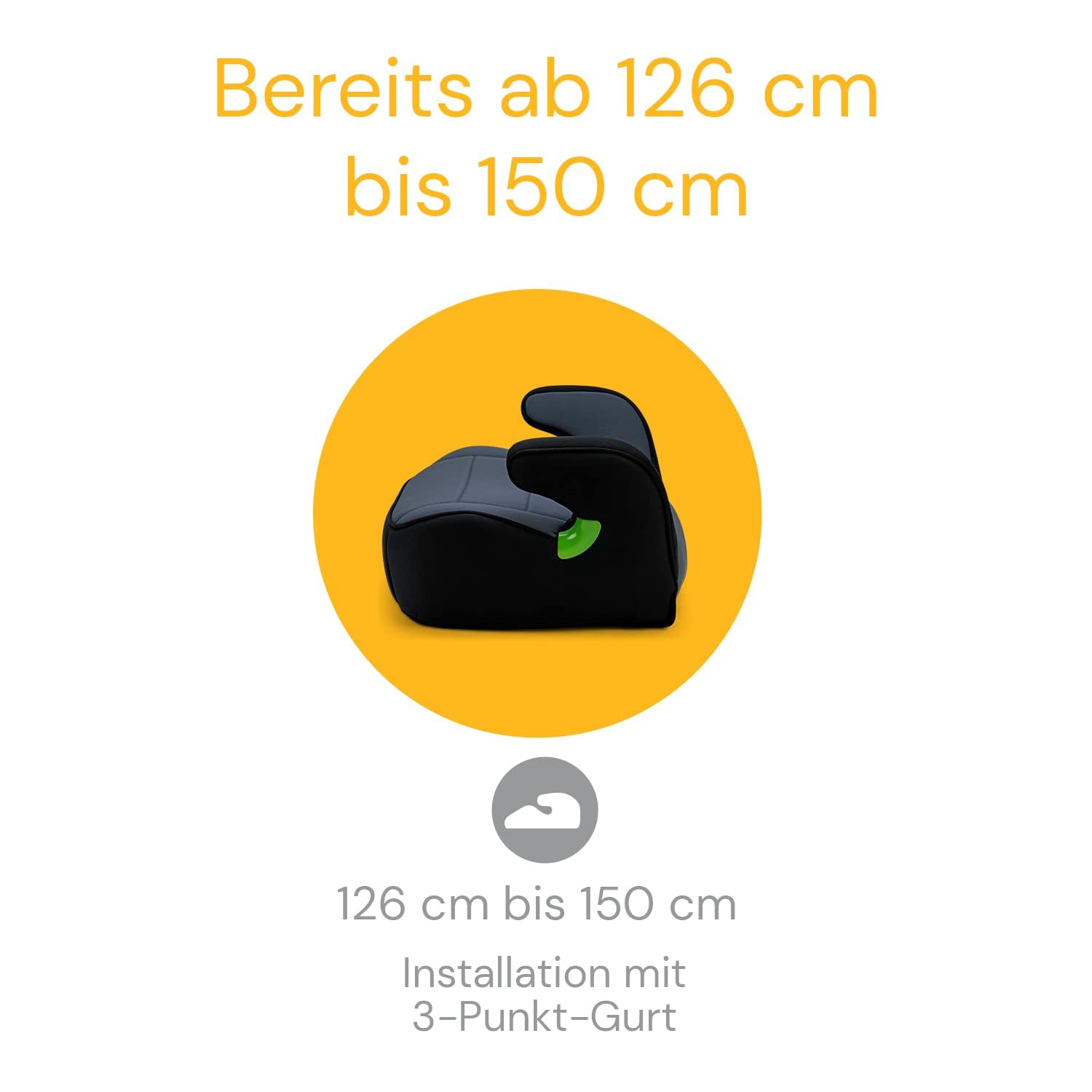 Osann Junior 2er Set Sitzerhöhung Auto Kinder ohne Isofix | • Sitzschale Kinder 126-150 cm ca. 15 - 36 kg, i-Size Sitzerhöhung ab 6 Jahre, extra weich, bequem & sicher – Nero