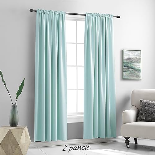 Image of DONREN 2 Panels Blackout Curtain Panels for Bedroom - Room Darkening Thermal Insulated Drapes with Rod Pocket(Aqua,42 by 84 Inch)