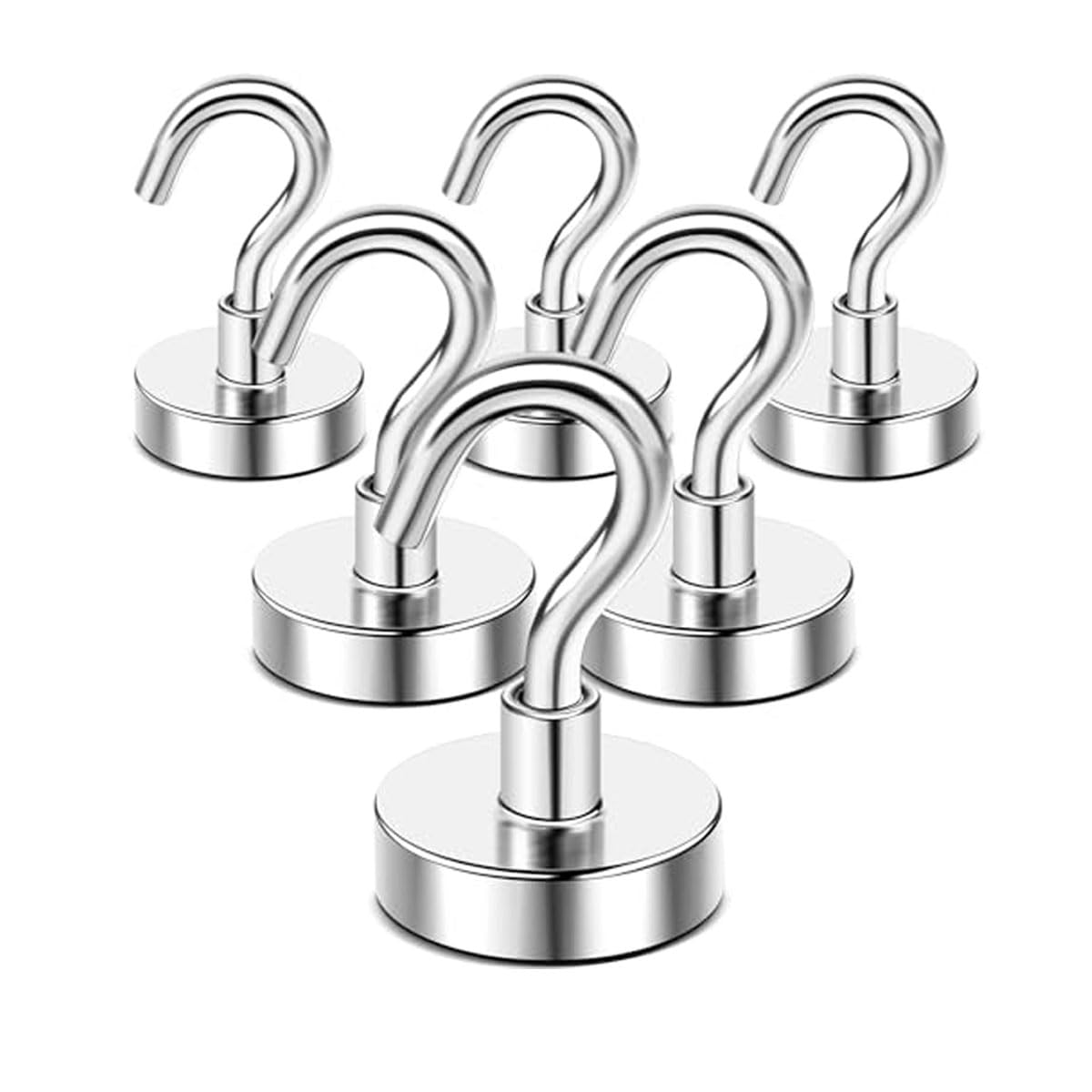 DIYMAG Magnetic Hooks,120 lb Heavy Duty Strong Magnet with Hook for Hanging, Strong Rare Earth Neodymium Magnet Hooks 6 Packs