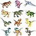LTCtoy 12pcs Dinos Toy,Buildable Dinosaur Building Blocks Figures with Movable Jaws,Including T Rex, Velociraptor,Triceratops, etc