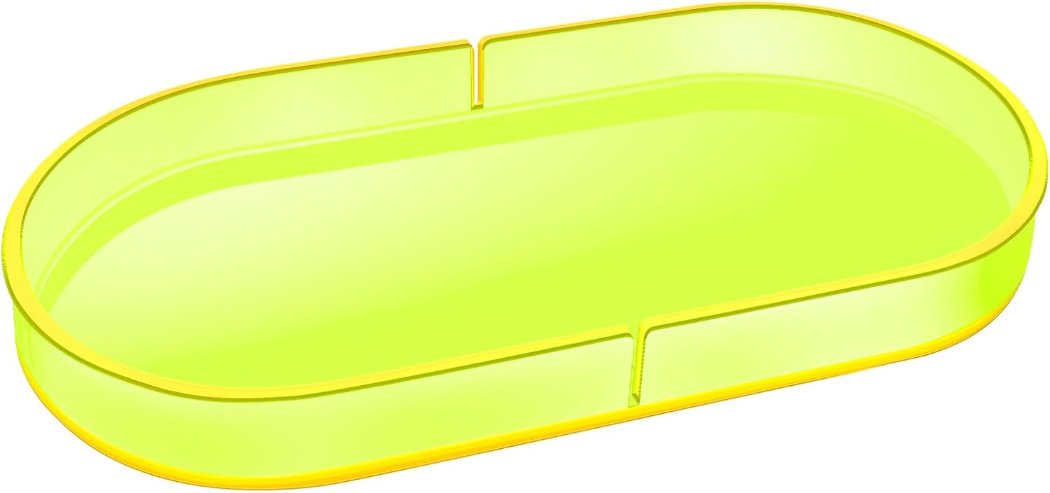 Acrylic Decorative Vanity Tray Perfume Jewelry Trinket Tray for Bathroom Counter Soap Toilet Tank Sink Small Candle Catch All Organizer, 12.6x6.3 Inches, Neon Green