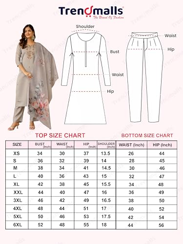 Image of TRENDMALLS Women's Chanderi Silk Embroidery Sequence Work Kurta Pant with Dupatta Ethnic Wear Salwar Suit Set For Women