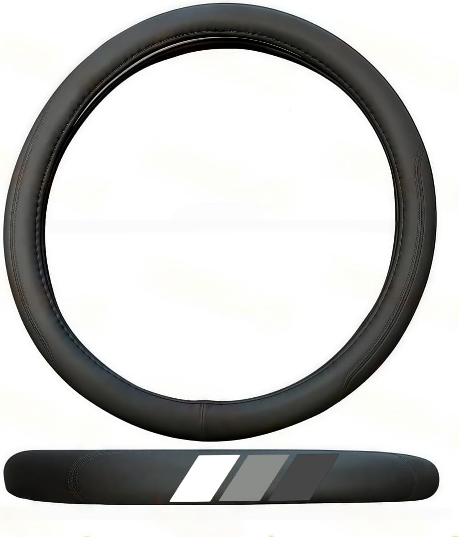 Non-Slip Leather Tri-Color Mountain Steering Wheel Cover Compatible with Toyota Tacoma TRD 4Runner Tundra Highlander Accessories Fit for 14.5-15inch Steering Wheel (GW)