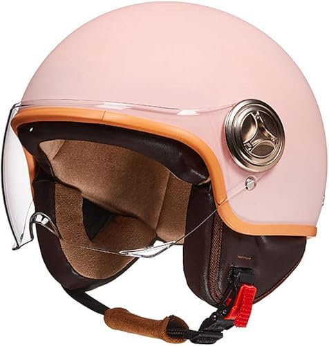 Casco retro Vespa para adultos 34 de cara abierta para motocicleta medio casco aprobado por DOT casco eléctrico vintage con visera ligera