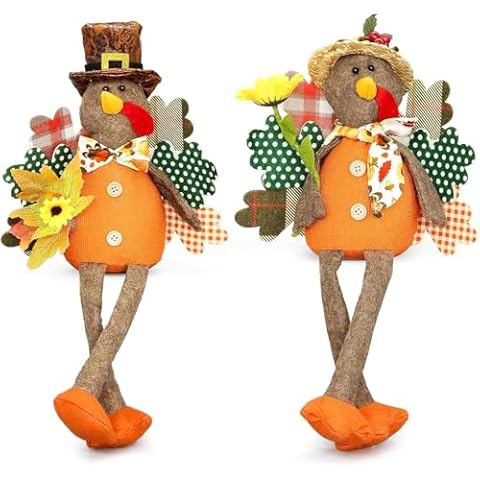Turkey Decorations Indoor - Thanksgiving Decorations Indoor - Stuffed Turkey Animal Plush Doll Kit - Pilgrim Turkey Decor for Thanksgiving Autumn Harvest Home and Tabletop Centerpieces Ornaments Cover