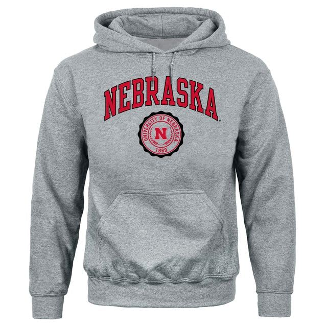 Barnesmith University of Nebraska UNL Cornhuskers Hooded Sweatshirt Heritage Charcoal Grey X-Large