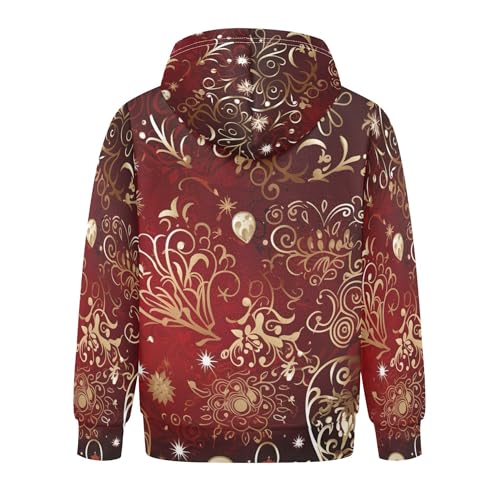 Kids Hoodies Sweaters Christmas Xmas Snowflake Hooded Sweatshirts with Big Pockets for Boys Girls B04003712