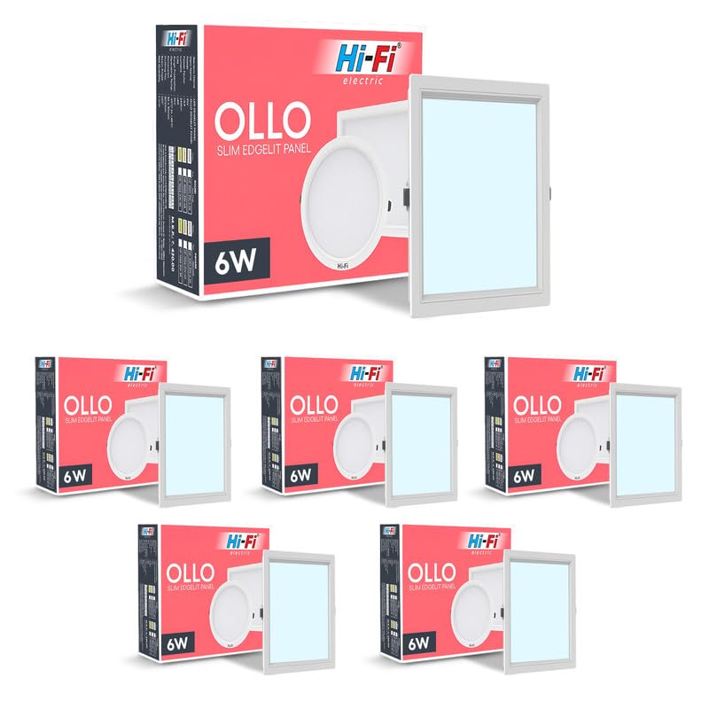 Image of Hi-Fi OLLO 6 watt Downlight for Junction Box | Cool Day White (6500K) |68 mm Cutout| Inbuld Driver| Square Ied Light for Ceiling Pack of 6