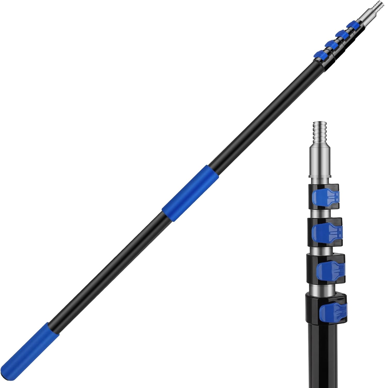 Extension Pole, 4.9 to 24 ft Telescoping Pole, Sturdy Telescopic Extension Pole, Multi-Purpose Extension Pole with Easy Flip Lock, Aluminum Paint Roller Extension Pole for Cleaning/Painting/Duster 24 Feet