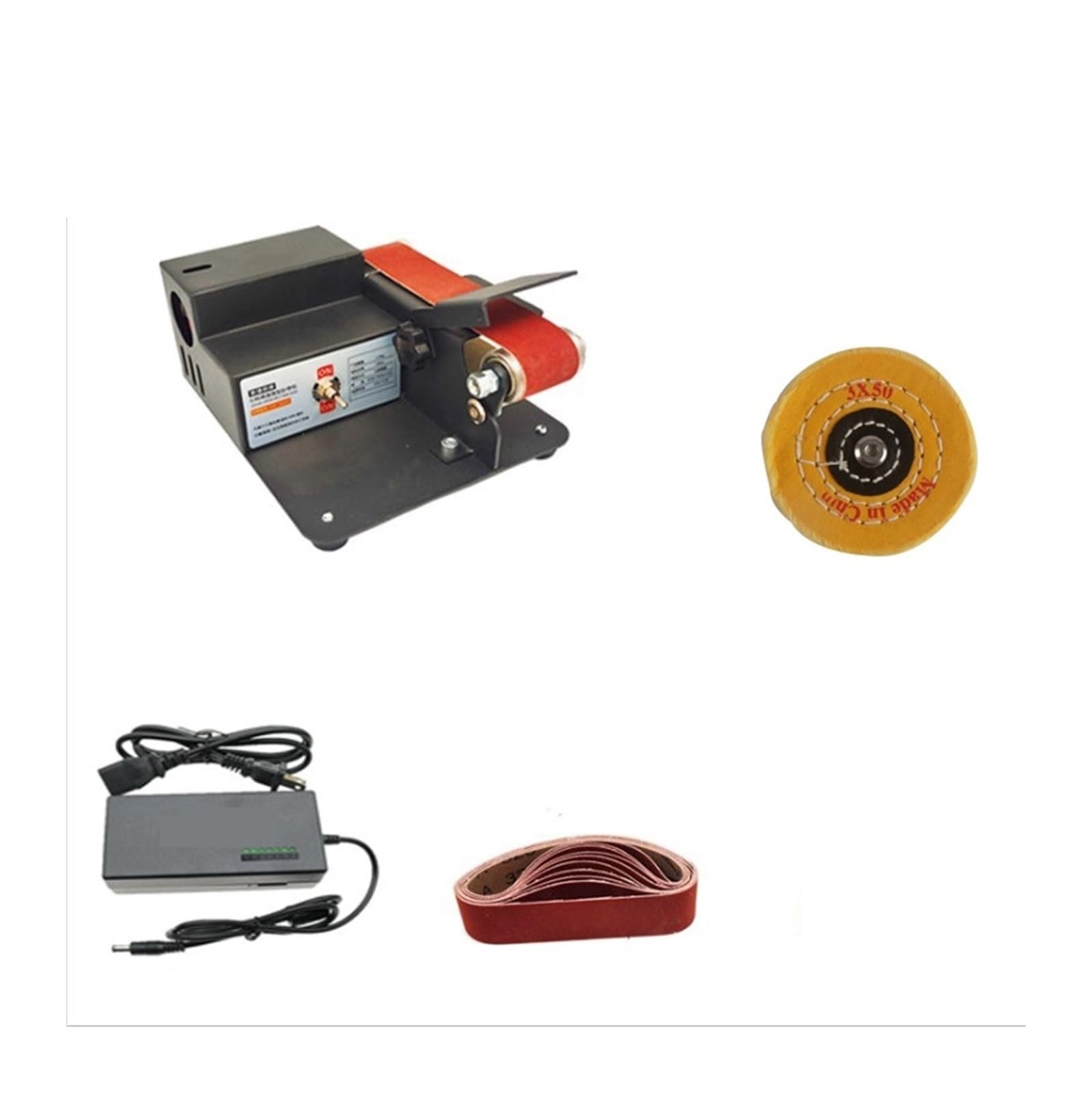 Polerka, szlifierka oscylacyjna, Wielofunkcyjny domowy elektryczny DIY pulpit Mini maszyna taśmowa Mini stała szlifierka kątowa polerowanie artefaktów do szlifowania, polerowania(775 Set1)