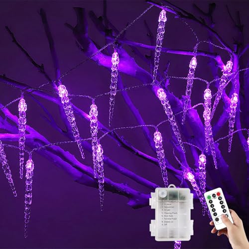 Guirlande lumineuse stalactite sans prise pour illuminer balcon et toit