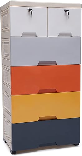 Miniatura 1 de TFCFL Cajones de almacenamiento para niños, cómoda alta para organizar y almacenar el dormitorio, cajones de plástico para ropa, sala de juegos,