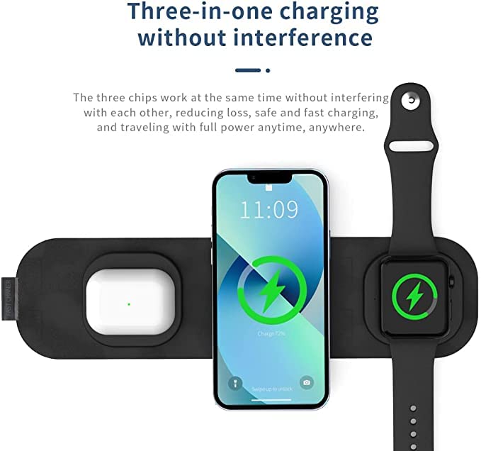 Amazon.co.jp: Kocybt 3イン1 磁気ワイヤレス充電器 折りたたみ式