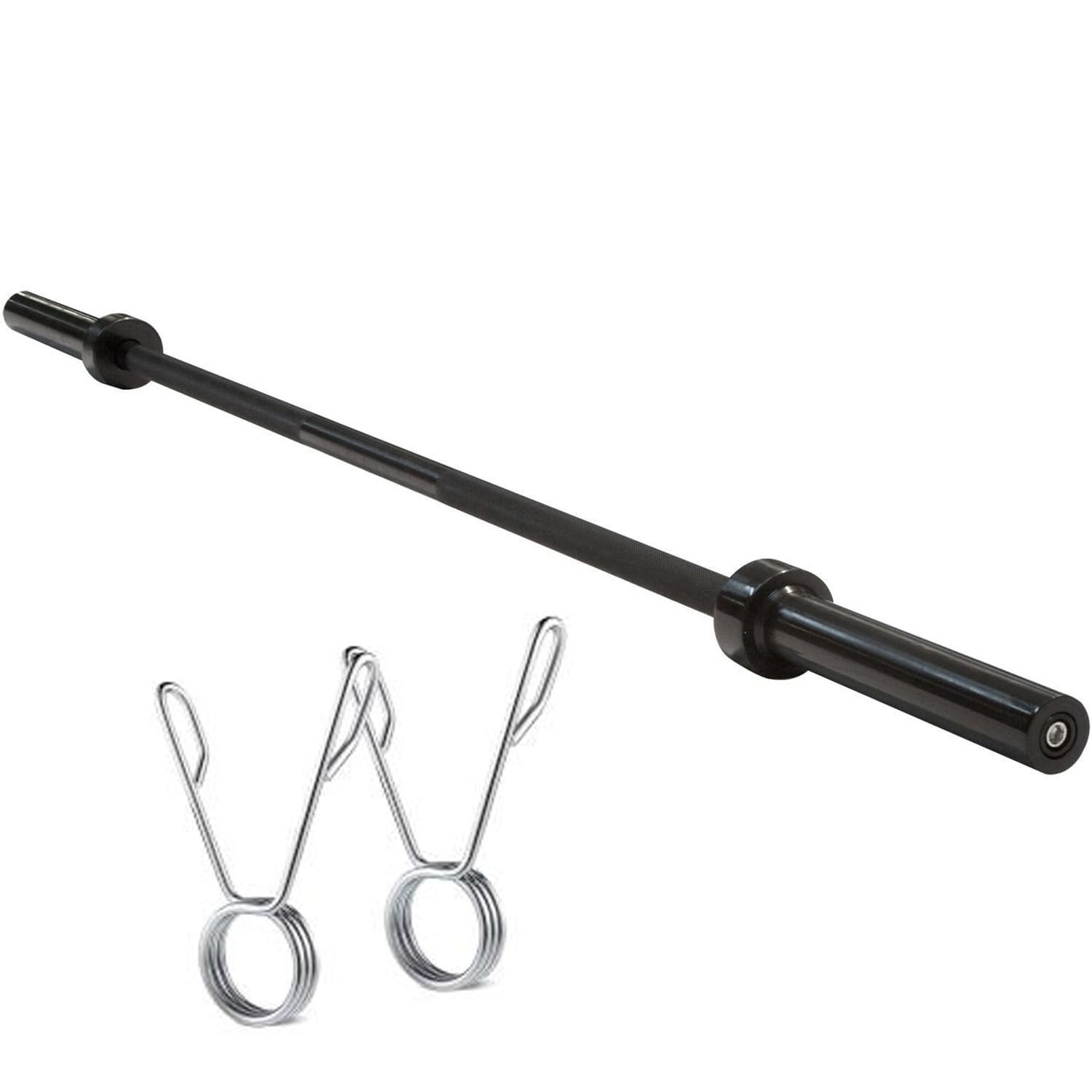 Modern Fitness 7FT 2.2m Olympic Barbell 20KG BLACK with Spring Collars for Weightlifting, Powerlifting, Bodybuilding, Gym and Home Workouts