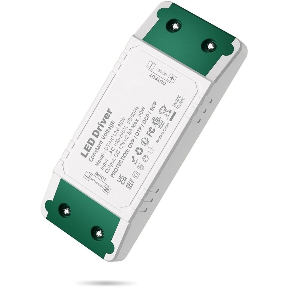 Xnuiasqe Led Transformer 230V To 12V, Led Power Supply 12V Dc 30W, Led Driver 2.5A Ac Dc Constant Voltage Power Supply Driver